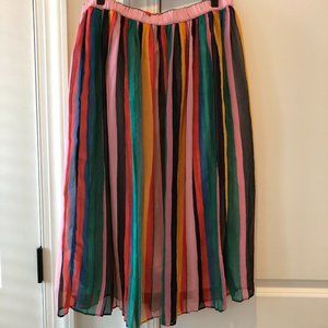 Rainbow Striped Midi Skirt
